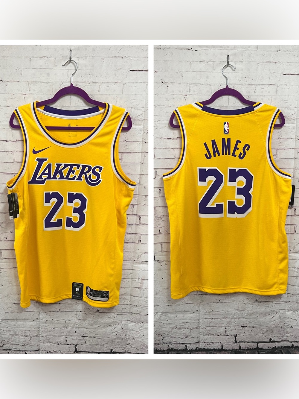 Mens Nike Los Angeles Lakers Lebron James #23 NBA Swingman Jersey Large 48 NWT